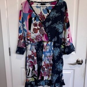 Joe Browns Multi-Color Floral Patchwork Wrap Dress